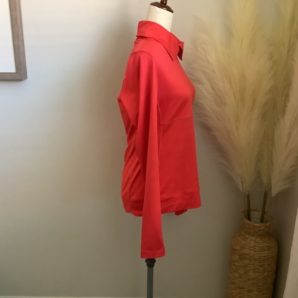 Nike Dri Fit Long Sleeved Red Button Up Turtleneck Golf Shirt, Size M - Picture 2 of 13